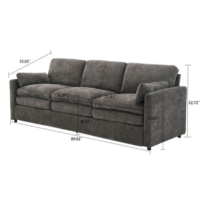 Divano moderno e minimalista per soggiorno rivestito in tessuto ciniglia