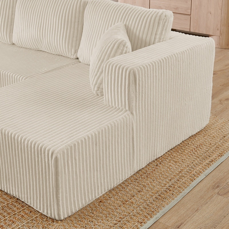 Divano componibile modulare in velluto a coste a forma di U, moderno e minimalista - Divano letto compatto e salvaspazio per soggiorno e camera da letto