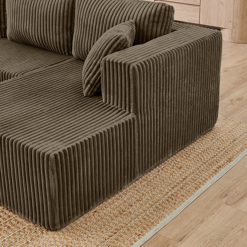 Divano componibile modulare in velluto a coste a forma di U, moderno e minimalista - Divano letto compatto e salvaspazio per soggiorno e camera da letto