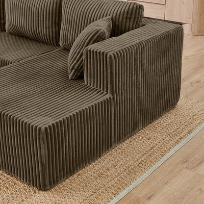 Divano componibile modulare in velluto a coste a forma di U, moderno e minimalista - Divano letto compatto e salvaspazio per soggiorno e camera da letto