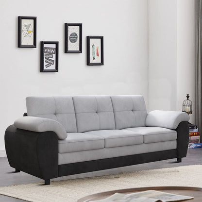 Divano moderno minimalista imbottito a tre posti con tessuto in velluto e braccioli con cuscini per il soggiorno