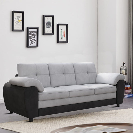 Divano moderno minimalista imbottito a tre posti con tessuto in velluto e braccioli con cuscini per il soggiorno