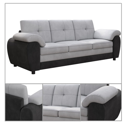 Divano moderno minimalista imbottito a tre posti con tessuto in velluto e braccioli con cuscini per il soggiorno