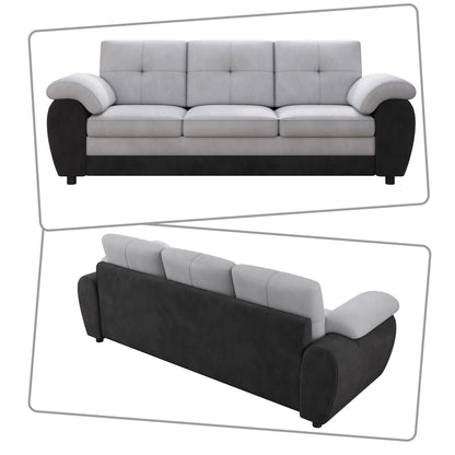 Divano moderno minimalista imbottito a tre posti con tessuto in velluto e braccioli con cuscini per il soggiorno