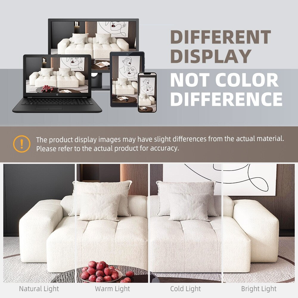 Divano componibile moderno in ciniglia con 2 chaise longue e 2 braccioli, 4 cuscini per soggiorno