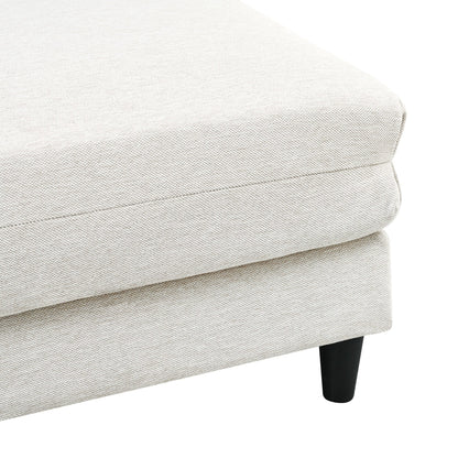 Divano componibile moderno a 4 posti a forma di L con 5 cuscini e pouf rimovibile per soggiorno e ufficio