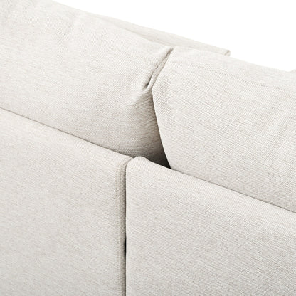 Divano componibile moderno a 4 posti a forma di L con 5 cuscini e pouf rimovibile per soggiorno e ufficio