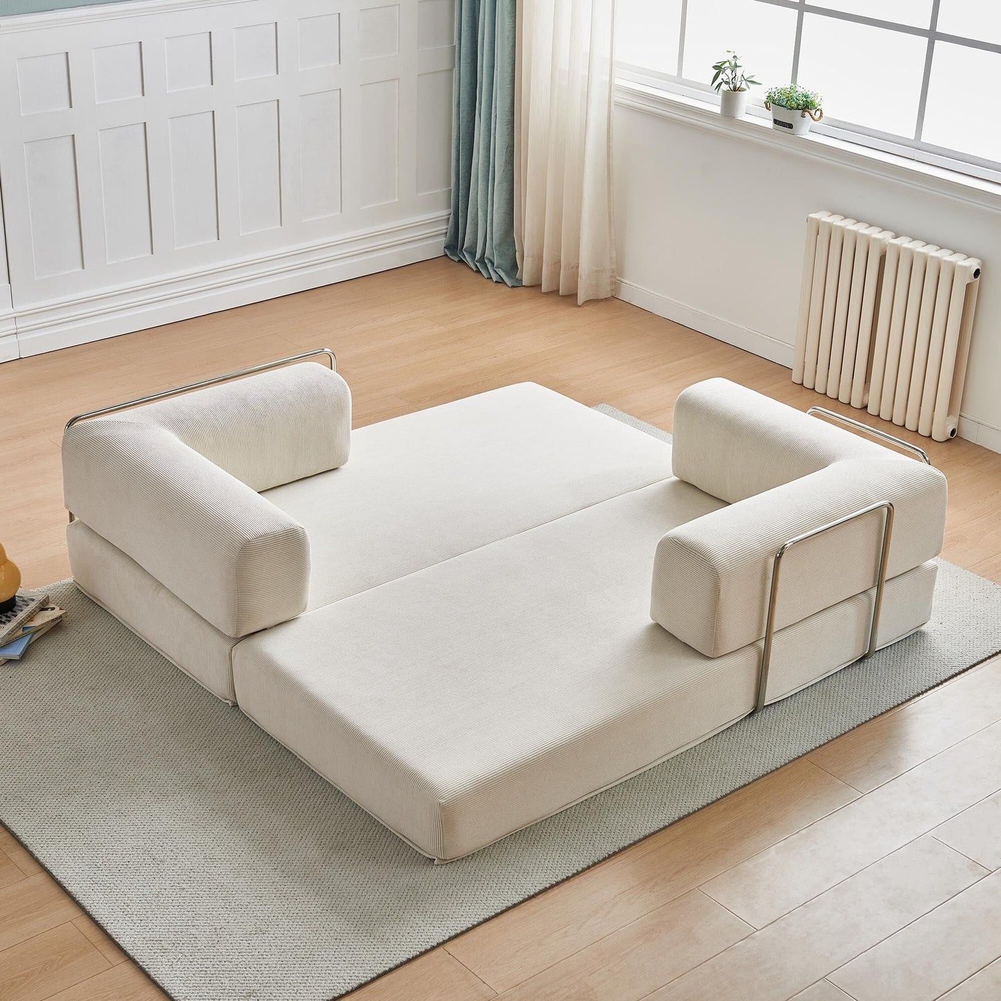 Divano letto moderno multifunzionale a 3 posti in velluto a coste con layout versatili e design ergonomico