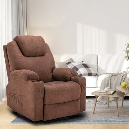 Poltrona reclinabile moderna in similpelle/tessuto color bianco sporco per massaggi