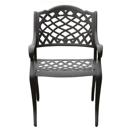 Set da pranzo moderno per esterni in alluminio con rete esagonale da 63 pollici con Lazy Susan e sei sedie - N/D