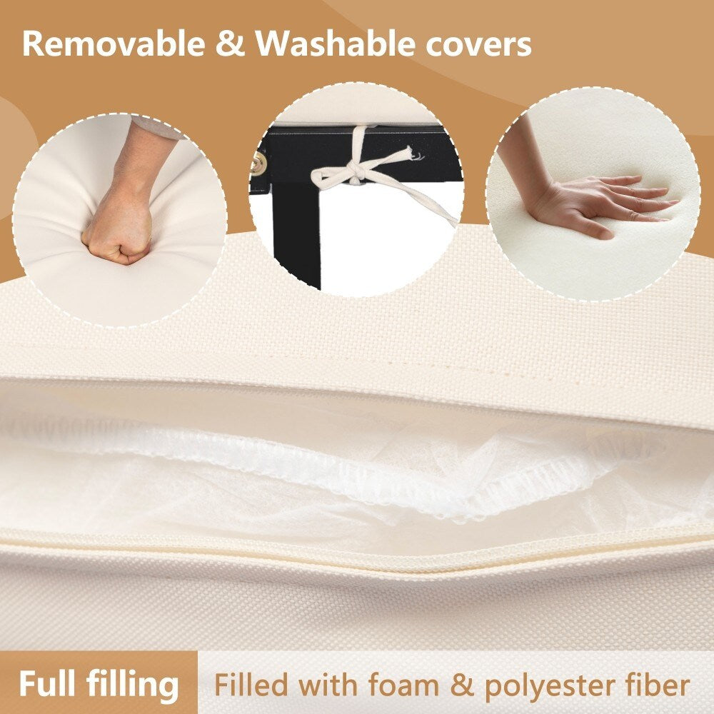 Set di divani moderni da esterno in legno di acacia e metallo, 3 pezzi, per patio