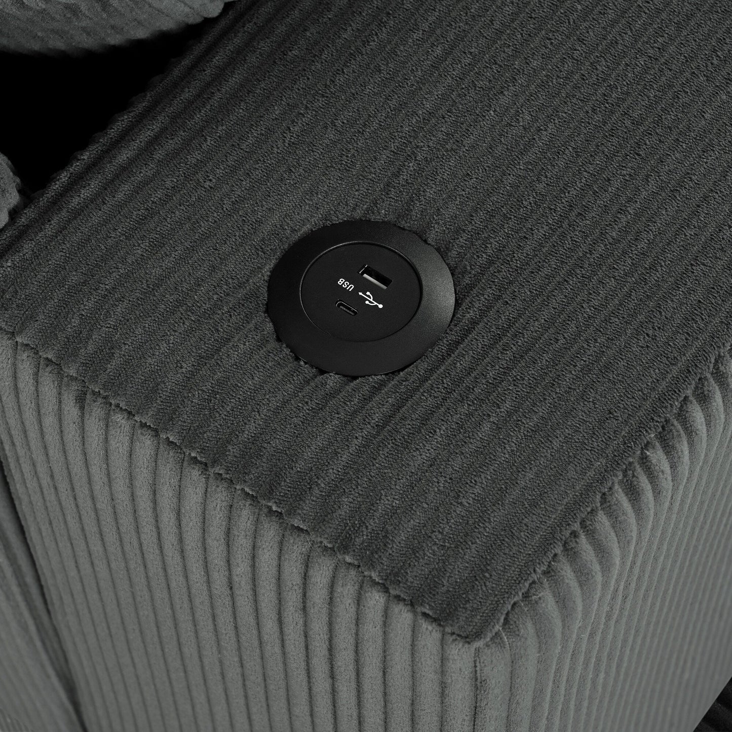 Divano componibile moderno a 3 posti di grandi dimensioni con portabicchieri e porte di ricarica USB, cuscini spessi per il soggiorno