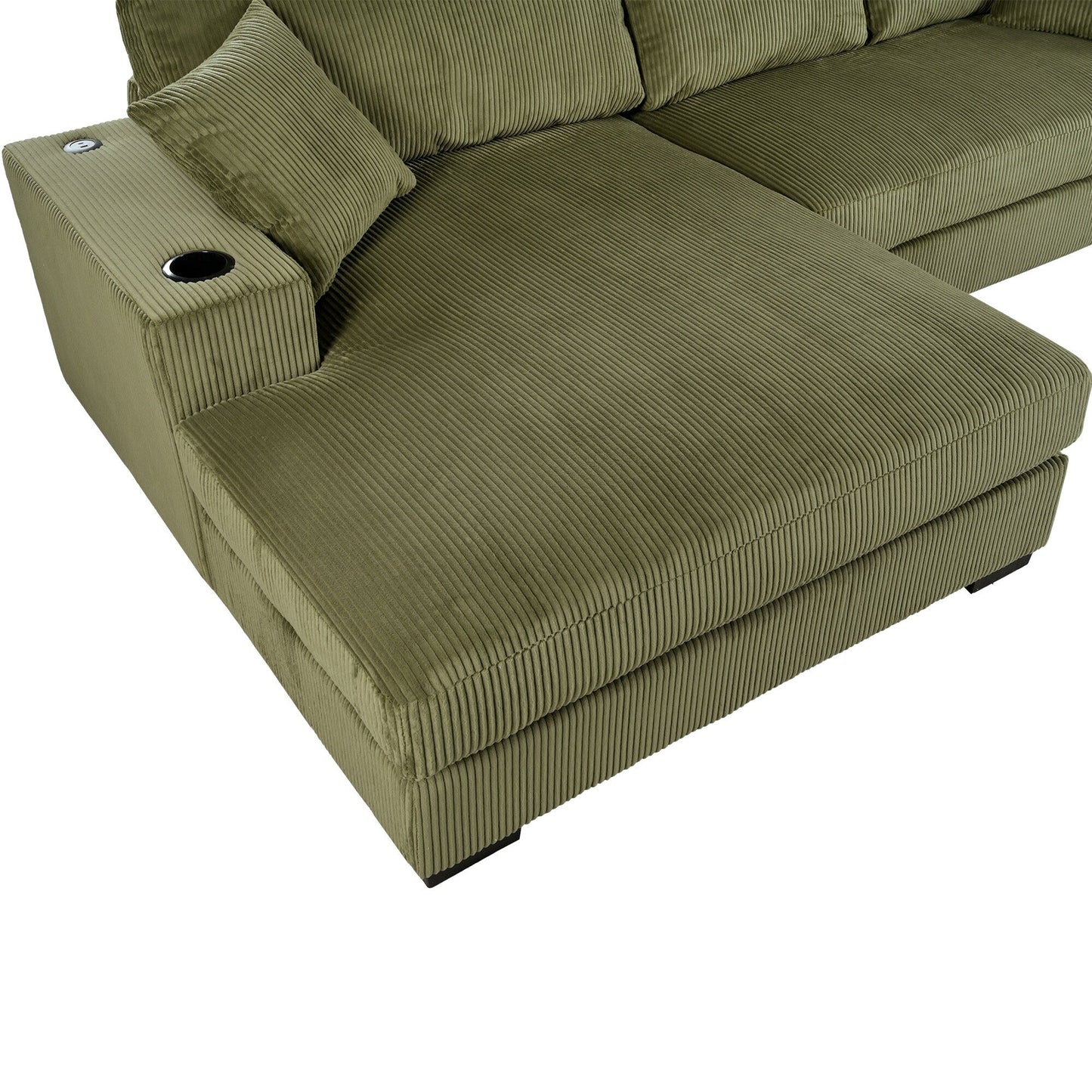 Divano componibile moderno a 3 posti di grandi dimensioni con portabicchieri e porte di ricarica USB, cuscini spessi per il soggiorno