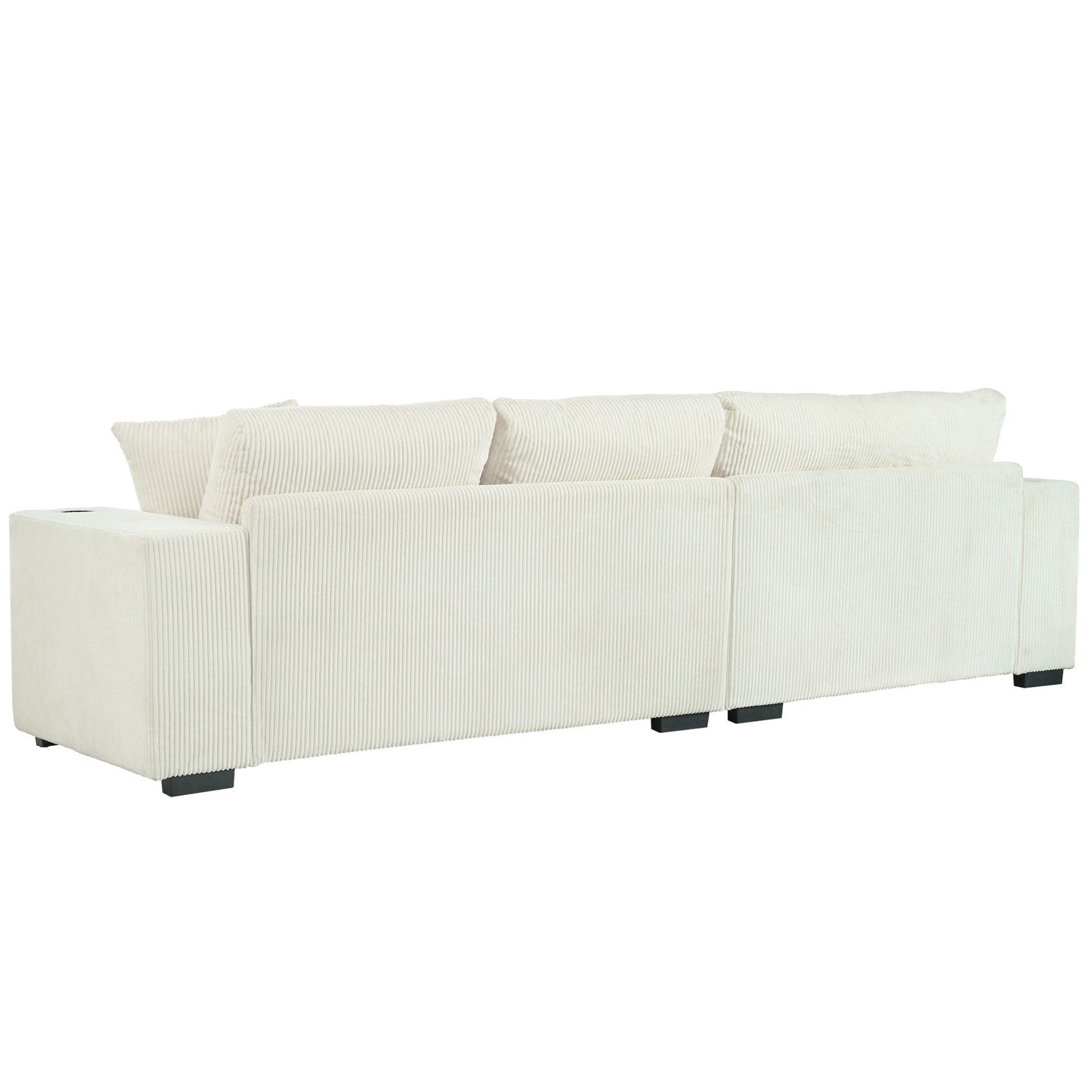 Divano componibile moderno a 3 posti di grandi dimensioni con portabicchieri e porte di ricarica USB, cuscini spessi per il soggiorno