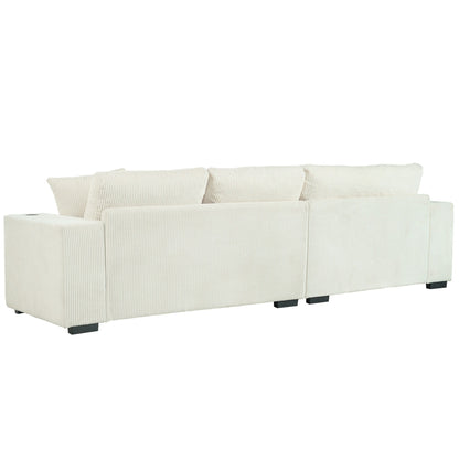 Divano componibile moderno a 3 posti di grandi dimensioni con portabicchieri e porte di ricarica USB, cuscini spessi per il soggiorno