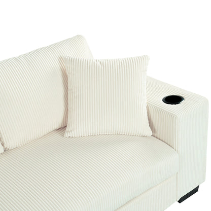 Divano componibile moderno a 3 posti di grandi dimensioni con portabicchieri e porte di ricarica USB, cuscini spessi per il soggiorno