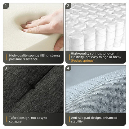 Divano componibile modulare moderno in ciniglia di grandi dimensioni, divano trapuntato con 6 cuscini e pouf per soggiorno