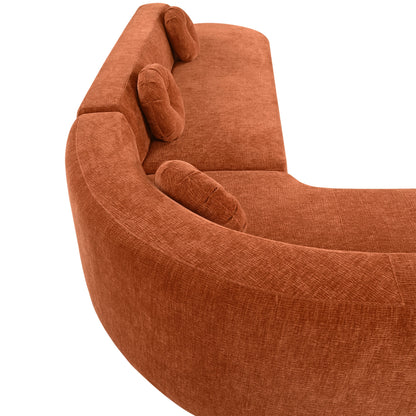 Divano componibile moderno oversize curvo a 4 posti con 3 cuscini rotondi per soggiorno