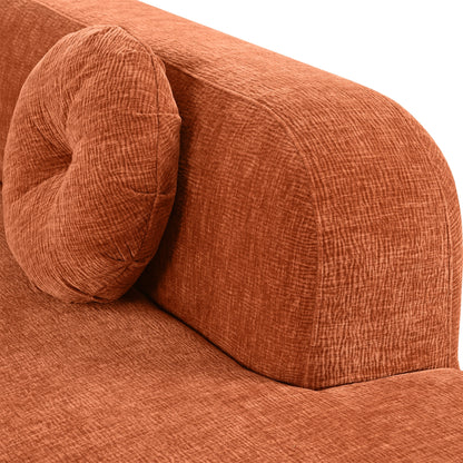 Divano componibile moderno oversize curvo a 4 posti con 3 cuscini rotondi per soggiorno