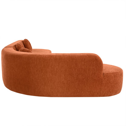 Divano componibile moderno oversize curvo a 4 posti con 3 cuscini rotondi per soggiorno