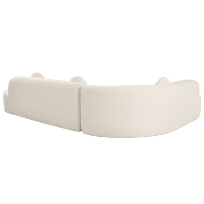 Divano componibile moderno oversize curvo a 4 posti con 3 cuscini rotondi per soggiorno