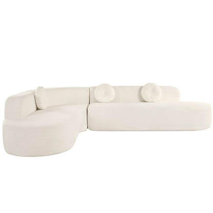 Divano componibile moderno oversize curvo a 4 posti con 3 cuscini rotondi per soggiorno