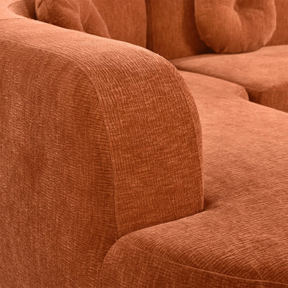 Divano componibile moderno oversize curvo a 4 posti con 3 cuscini rotondi per soggiorno