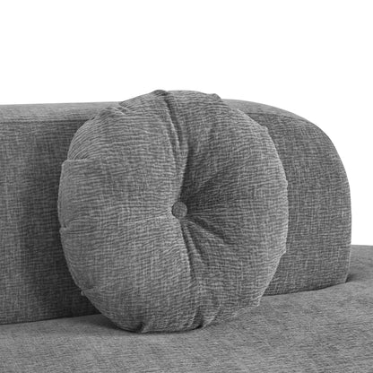 Divano componibile moderno oversize curvo a 4 posti con 3 cuscini rotondi per soggiorno