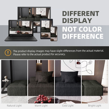 Divano componibile moderno in ciniglia di grandi dimensioni con 2 pouf e 2 posti, 4 cuscini per soggiorno