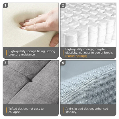 Divano componibile moderno in ciniglia di grandi dimensioni con 2 pouf e 2 posti, 4 cuscini per soggiorno