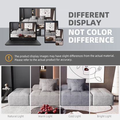 Divano componibile moderno in ciniglia di grandi dimensioni con 2 pouf e 2 posti, 4 cuscini per soggiorno