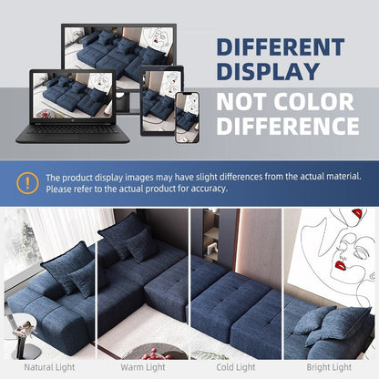 Divano componibile moderno in ciniglia di grandi dimensioni con cuscini e 6 cuscini per soggiorno