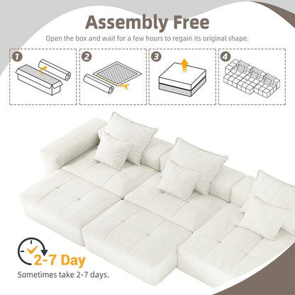 Divano componibile moderno in ciniglia di grandi dimensioni con cuscini e 6 cuscini per soggiorno