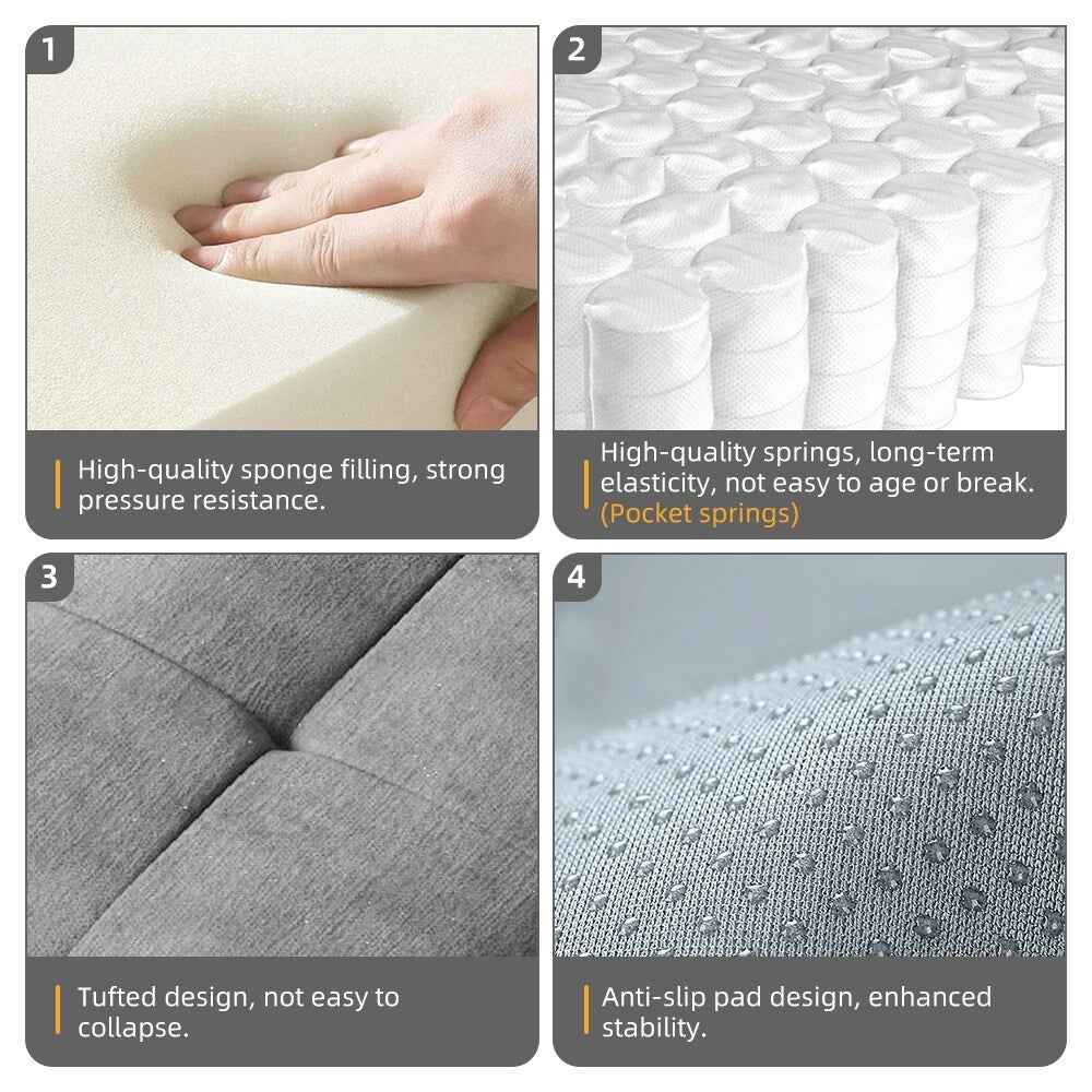 Divano componibile moderno in ciniglia di grandi dimensioni con cuscini e 6 cuscini per soggiorno