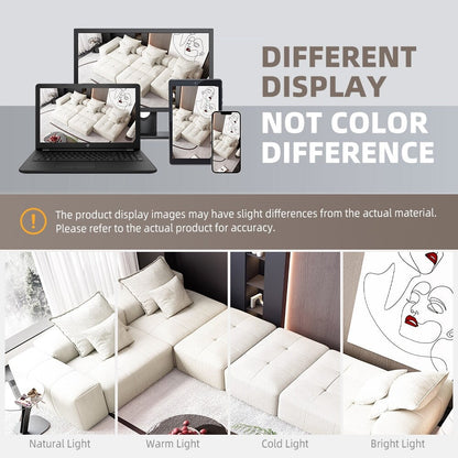 Divano componibile moderno in ciniglia di grandi dimensioni con cuscini e 6 cuscini per soggiorno