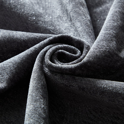 Divano componibile moderno di grandi dimensioni in ciniglia trapuntata con 2 cuscini e pouf per soggiorno