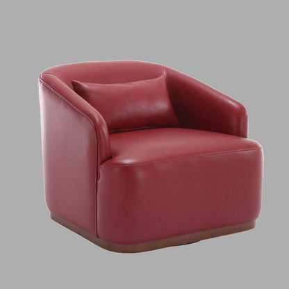 Moderna sedia girevole in PU, poltrona decorativa a 360 gradi per soggiorno e salotto con base in metallo e cuscino morbido