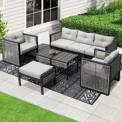 Set di divani componibili moderni per mobili da giardino FINCATI, set da esterno in vimini di grandi dimensioni