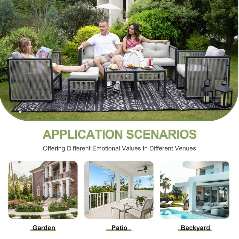 Set di divani componibili moderni per mobili da giardino FINCATI, set da esterno in vimini di grandi dimensioni