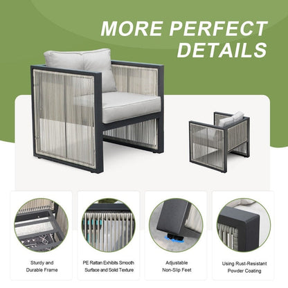 Set di divani componibili moderni per mobili da giardino FINCATI, set da esterno in vimini di grandi dimensioni