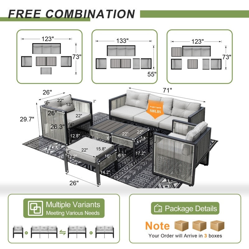 Set di divani componibili moderni per mobili da giardino FINCATI, set da esterno in vimini di grandi dimensioni