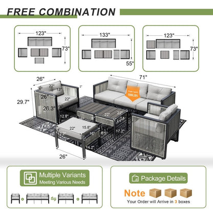 Set di divani componibili moderni per mobili da giardino FINCATI, set da esterno in vimini di grandi dimensioni