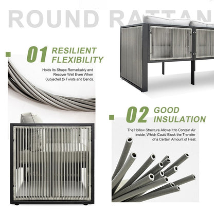 Set di divani componibili moderni per mobili da giardino FINCATI, set da esterno in vimini di grandi dimensioni