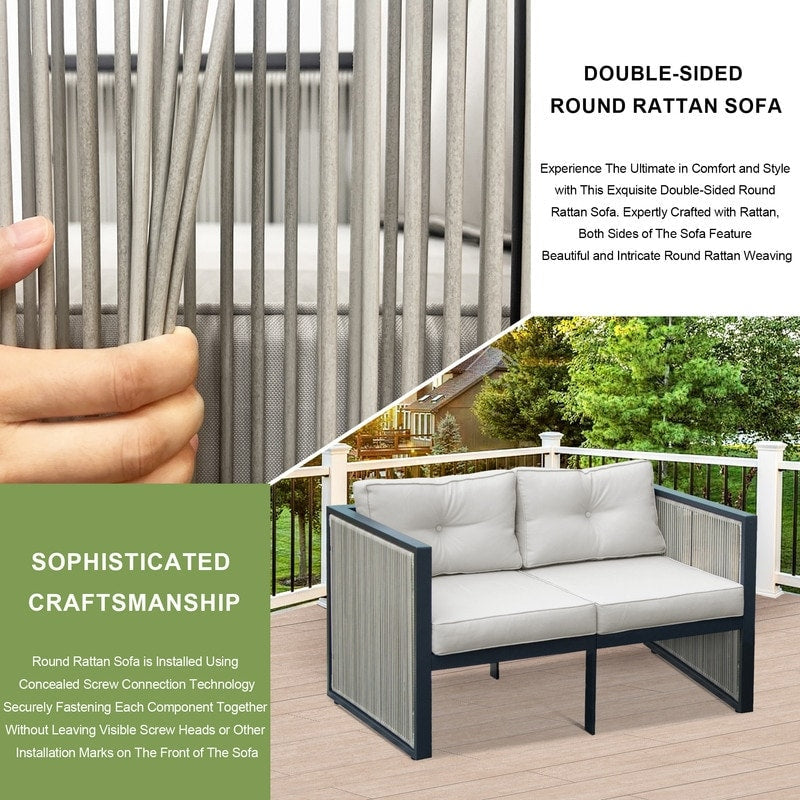 Set di divani componibili moderni per mobili da giardino FINCATI, set da esterno in vimini di grandi dimensioni