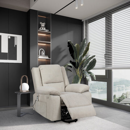 Poltrona reclinabile elettrica moderna con massaggio regolabile, divano riscaldato, con vano portaoggetti laterale, poggiapiedi e telecomando