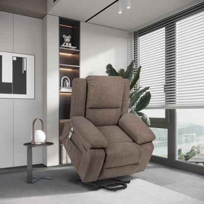Poltrona reclinabile elettrica moderna con massaggio regolabile, divano riscaldato, con vano portaoggetti laterale, poggiapiedi e telecomando