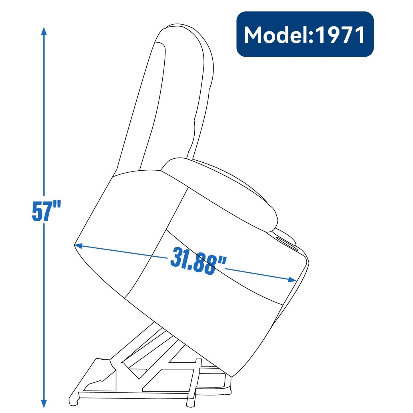 Poltrona reclinabile elettrica moderna con massaggio termico, rivestimento divano singolo con due porte USB e portabicchieri
