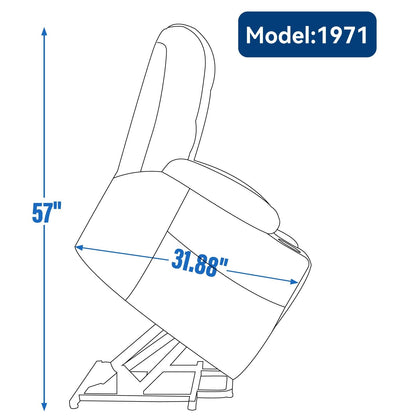 Poltrona reclinabile elettrica moderna con massaggio termico, rivestimento divano singolo con due porte USB e portabicchieri