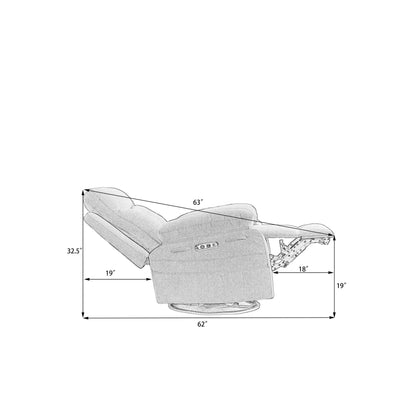 Poltrona reclinabile elettrica moderna con altoparlante Bluetooth, luce LED, porte di ricarica USB, poggiapiedi retrattile e tasche portaoggetti