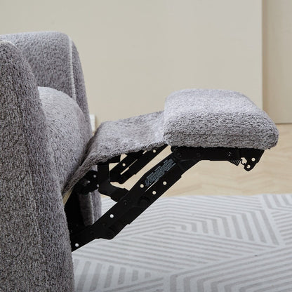 Poltrona reclinabile elettrica moderna, girevole, singola, con rivestimento in tessuto e porta di ricarica USB.